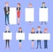 Businessman with banner vector business people holding empty banner isolated on background. Business teams people woman