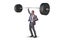 The businessman with barbell in heavy lifting concept