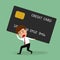 Businessman bearing credit card , Debt concept