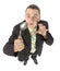 Businessman bending spoon by mind force