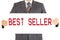 Businessman best seller board on hends