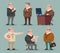 Businessman Big Boss Adult Old Man Character Cartoon Design Set Vector Illustration