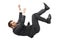 Businessman in black suit falling down