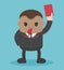 Businessman blow whistle, lift red card