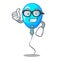Businessman blue balloon character on the rope