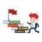 businessman books flag