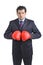 Businessman with boxing glove