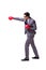 The businessman boxing isolated on the white background