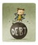 Businessman is breaking a huge ball in which the word debt is written