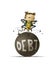 Businessman is breaking  a huge ball in which the word debt is written. isolated