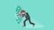 Businessman breaking the wall. Business concept freedom and challenge. Overcome. Loop animation in flat style.