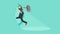 Businessman breaking the wall. Business concept freedom and challenge. Overcome. Loop animation in flat style.
