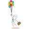 Businessman with briefcase and balloons