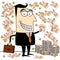 Businessman with briefcase, euro currency clipart