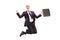 Businessman with briefcase jumping out of joy