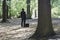 Businessman With Briefcase Standing In Forest