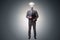 The businessman in bright idea concept with lightbulb head