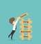 Businessman building a ladder to do plan business.Business young