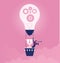 Businessman in a bulb balloon with telescope - Business Concept Illustration