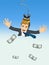 Businessman bungee jumping