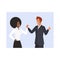 Businessman and business lady give high five, success teamwork gesture