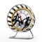 Businessman and business woman running in the hamster wheel. 3D illustration