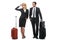 Businessman and business woman with travel cases