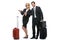 Businessman and business woman with travel cases