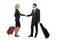 Businessman and business woman with travel cases