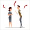 Businessman and businesswoman argue. Rude boss angry, yell and quarrel. Work conflict. Human resources problem. illustratio