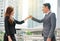 Businessman and businesswoman fist bump together, Business concept, Cooperate concept