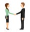 businessman and businesswoman handshake isolated icon design