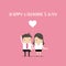 Businessman and Businesswoman Happy Valentine`s Day.