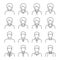 Businessman and businesswoman line icon set on white