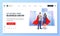 Businessman and businesswoman in red superhero cloaks. Vector illustration for web landing page, banner, poster design