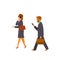 Businessman and businesswoman walking to office