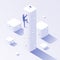 Businessman career climb. Business climbing, climbs for target and growth motivation isometric vector concept