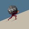 Businessman carries heavy tax uphill