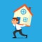 Businessman carries a house business property loan concept cartoon character vector