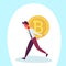 Businessman carry back bitcoin coin male mining crypto currency concept growth wealth cartoon character isolated full