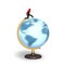 Businessman carrying arrow up running on rotating globe