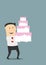 Businessman carrying a birthday cake