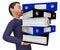 Businessman Carrying Files Represents Binder Organize And Answer