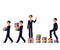 Businessman carrying folders, success, winning, career ladder concept