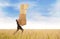 Businessman carrying heavy boxes outdoor