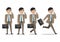 Businessman cartoon character, comunication by mobile phone with exciting emotion and set of four poses.