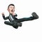 Businessman cartoon doing a karate jump pose in white background