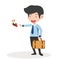 Businessman cartoon holds briefcase and coffee