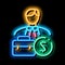 businessman case and money banknote neon glow icon illustration