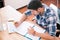 Businessman in casual cloth reading document